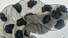 Load image into Gallery viewer, Black Sheer Capelet with Velvet Flowers