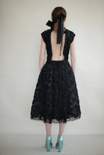 Load image into Gallery viewer, Black Couture Dress with 3D Ribbon Flowers