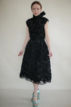 Load image into Gallery viewer, Black Couture Dress with 3D Ribbon Flowers