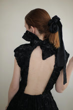 Load image into Gallery viewer, Black Couture Dress with 3D Ribbon Flowers