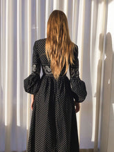 Load image into Gallery viewer, Quad 1970's Boho Polka Dot Maxi Dress