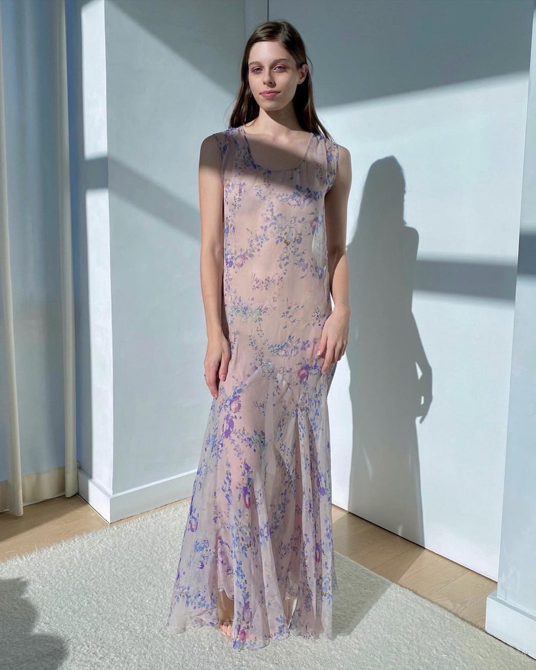 Lavender Silk Chiffon Dress