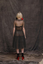 Load image into Gallery viewer, Black Tulle Dress with White Ruffle Detailing
