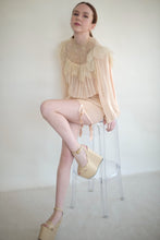 Load image into Gallery viewer, Oscar de la Renta Ethereal Blush Pleated Victorian Style Blouse

