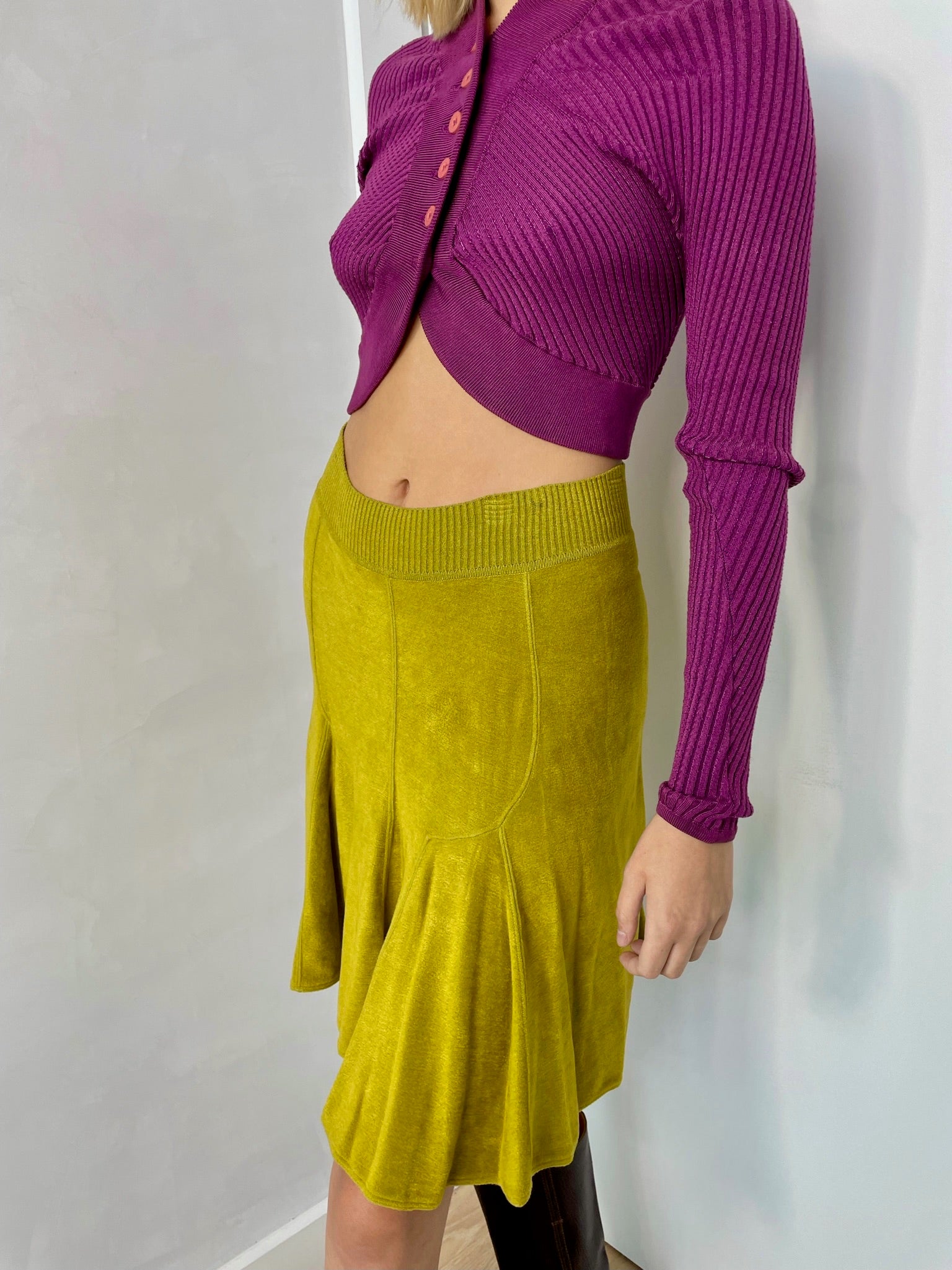 ワンピース ALAIA Women Mid Skirts AA9R2695T666B 643 Green Green Alaia skirt – Midnight Dolls Vintage